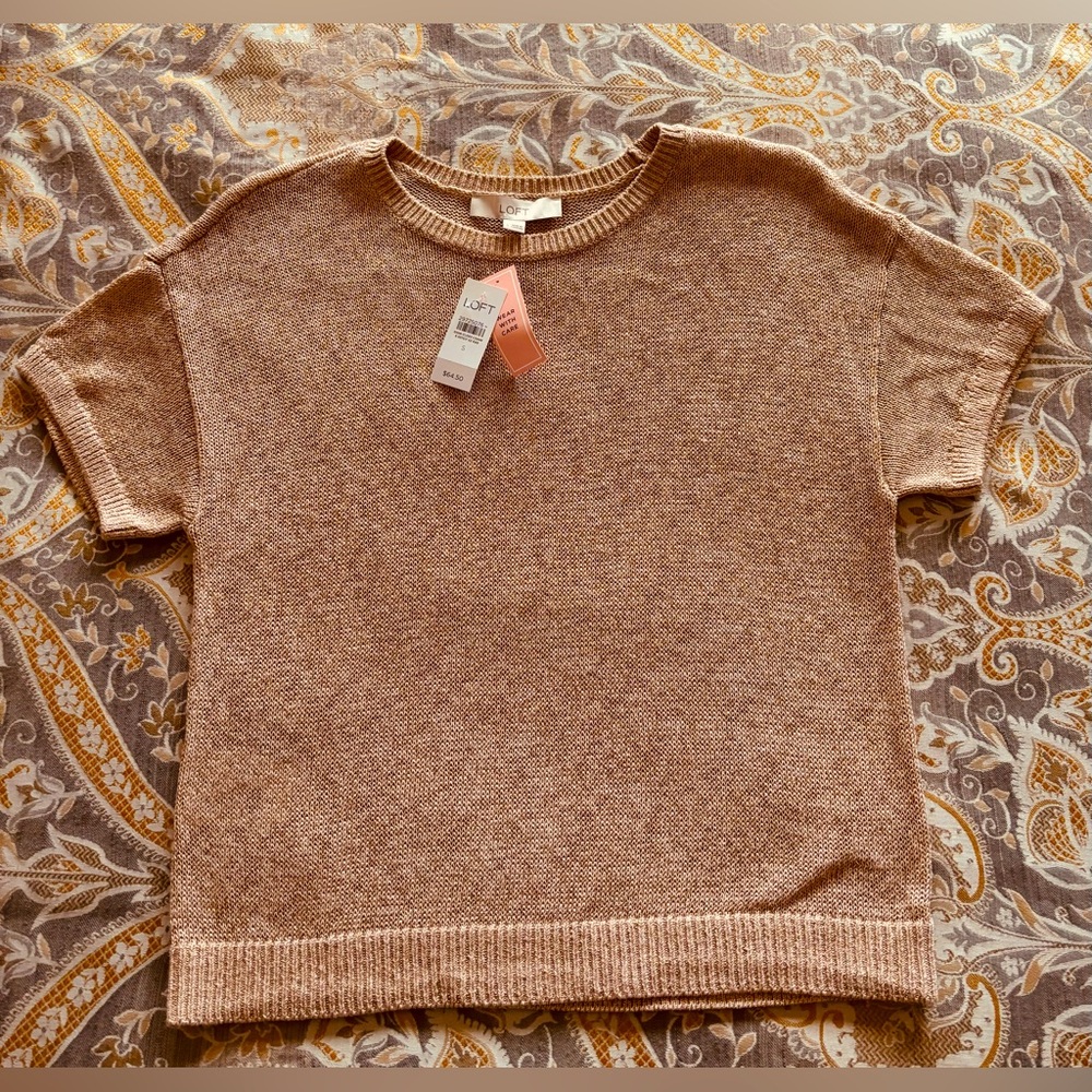 Loft Gold Shimmer Metallic Top Holidays Festive Size Small Lightweight